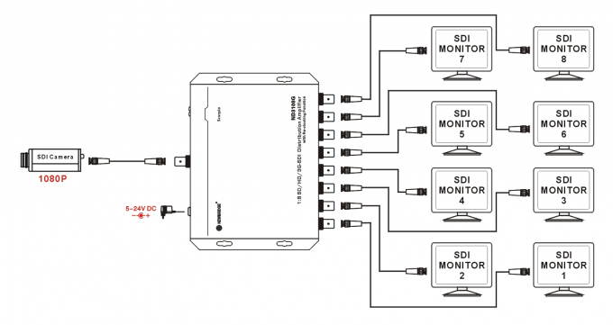 supporto Reclocking dell'amplificatore di distribuzione di 1x8 HD SDI