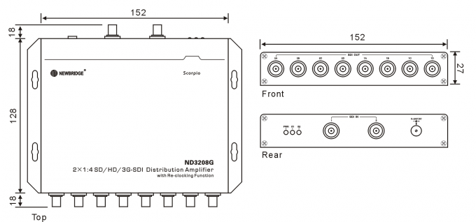 amplificatore di distribuzione di 2 - 4 HD SDI con l'amplificatore di distribuzione di segnale video