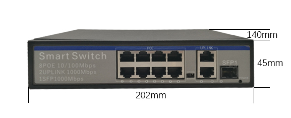8 2 cavo standard della rete del commutatore Cat5/5e/6 di Ethernet di PoE del porto di gigabit con 1 porto di SFP