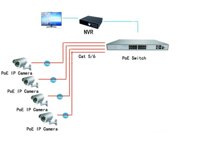 Il RJ45 100M ha diretto il commutatore di Ethernet di PoE di 16 porti con i casi standard a 19 pollici